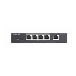 (RG-ES205GC-P) Ruijie 5-Port Gigabit Smart POE Switch, 5 Gigabit RJ45 Ports including 4 PoE/POE+ Ports, 54W PoE power budget, Desktop Steel Case