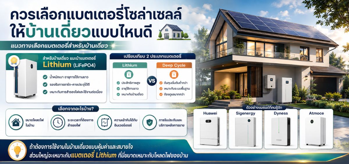 เลือกแบตเตอรี่โซล่าเซลล์ให้บ้านเดี่ยว